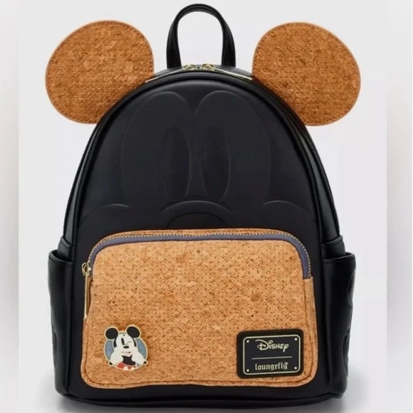 Loungefly Other - Loungefly Mickey Pin cork Black and Tan Kids Backpack